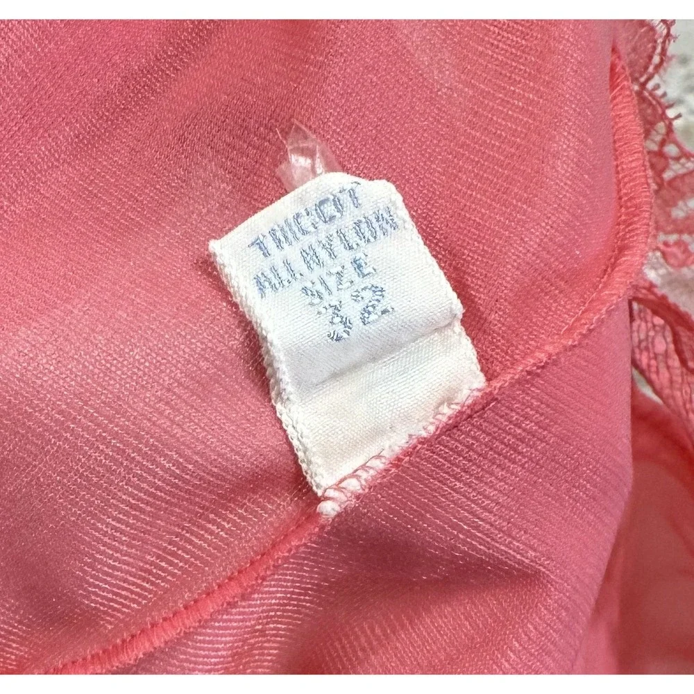 Pink Chiffon Nightgown Peignoir Robe Barbie Ballerina Sissy Coquette Vintage 60s - Picture 5 of 15